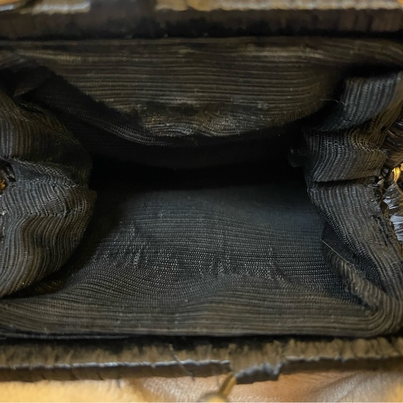 Retro Vintage Small Delia Black Beaded Frame Satchel Purse Hand Made In Italy - Picture 6 of 11